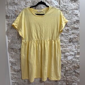 Mango Yellow Striped Crewneck dress size xl